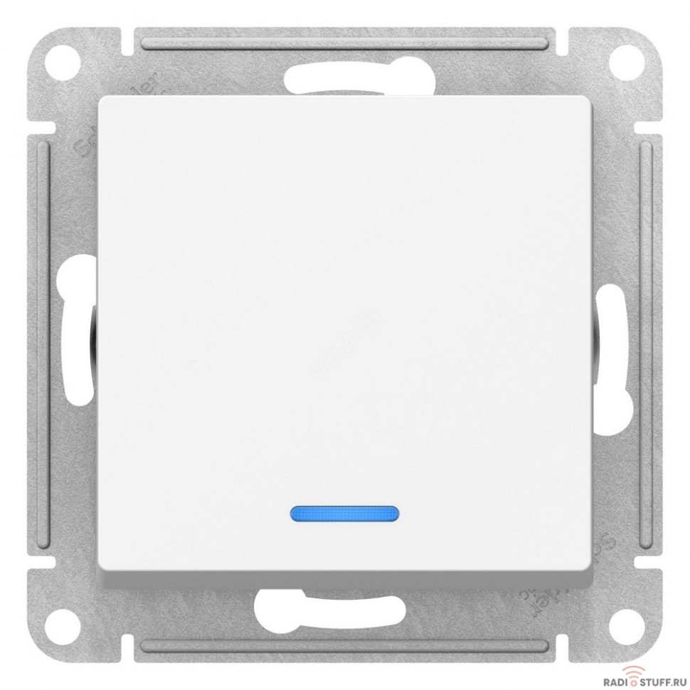 Schneider-electric ATN000163 ATLASDESIGN 1-кл ПЕРЕКЛЮЧАТЕЛЬ с подсветкой, сх.6а, 10АХ, механизам, БЕЛЫЙ