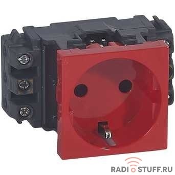 Legrand 077611 Розетка 2К+3- Программа Mosaic - для монтажа на кабель-каналах - с винтовыми зажимами - красная